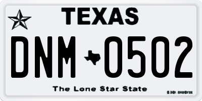 TX license plate DNM0502