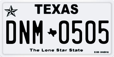 TX license plate DNM0505
