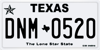 TX license plate DNM0520