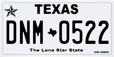 TX license plate DNM0522