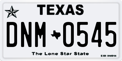 TX license plate DNM0545