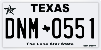 TX license plate DNM0551