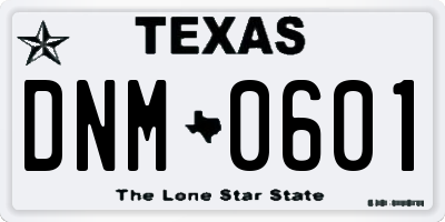 TX license plate DNM0601