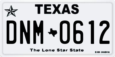 TX license plate DNM0612