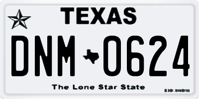 TX license plate DNM0624