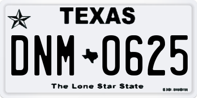 TX license plate DNM0625