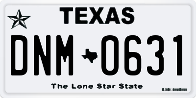 TX license plate DNM0631