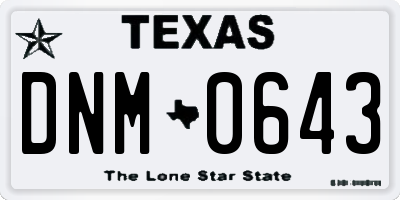TX license plate DNM0643