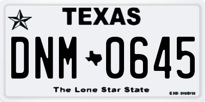 TX license plate DNM0645