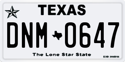 TX license plate DNM0647