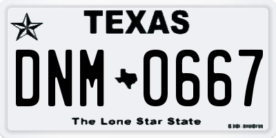 TX license plate DNM0667