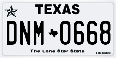 TX license plate DNM0668