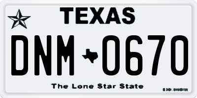 TX license plate DNM0670