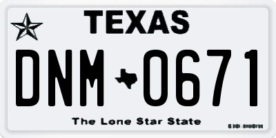 TX license plate DNM0671