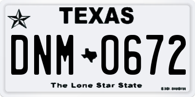 TX license plate DNM0672