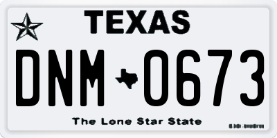TX license plate DNM0673