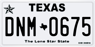 TX license plate DNM0675