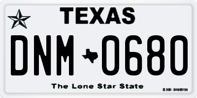 TX license plate DNM0680