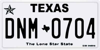 TX license plate DNM0704