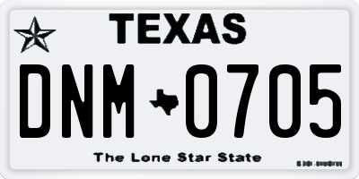 TX license plate DNM0705