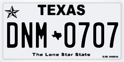 TX license plate DNM0707