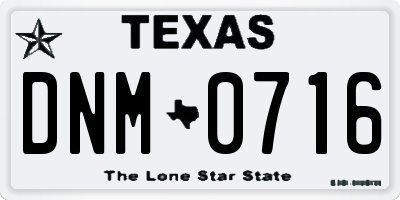 TX license plate DNM0716