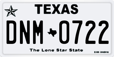 TX license plate DNM0722