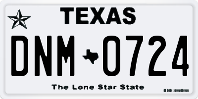 TX license plate DNM0724