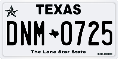 TX license plate DNM0725