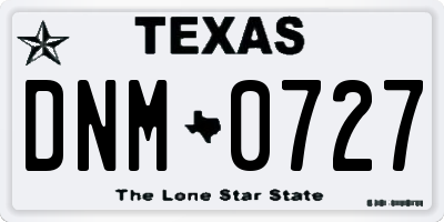 TX license plate DNM0727