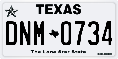TX license plate DNM0734