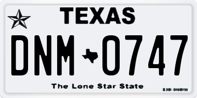 TX license plate DNM0747