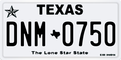 TX license plate DNM0750