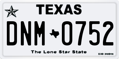 TX license plate DNM0752