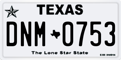 TX license plate DNM0753
