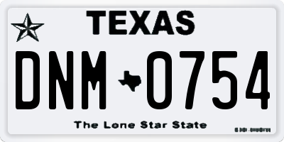 TX license plate DNM0754