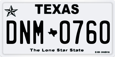 TX license plate DNM0760