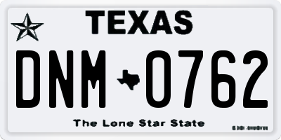 TX license plate DNM0762