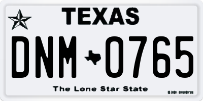 TX license plate DNM0765