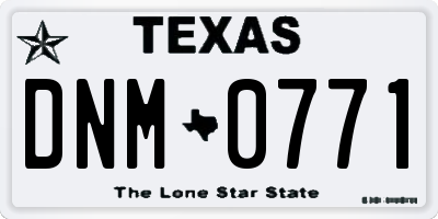 TX license plate DNM0771