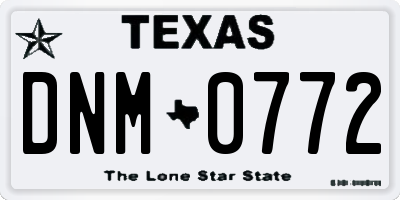 TX license plate DNM0772