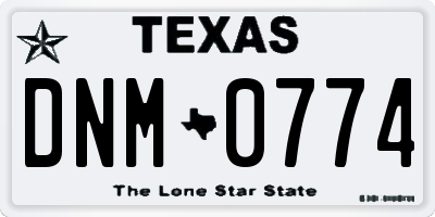 TX license plate DNM0774