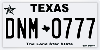 TX license plate DNM0777