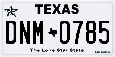 TX license plate DNM0785