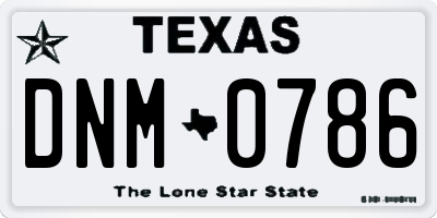 TX license plate DNM0786