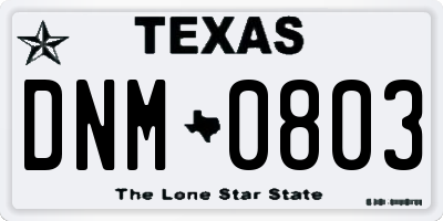 TX license plate DNM0803