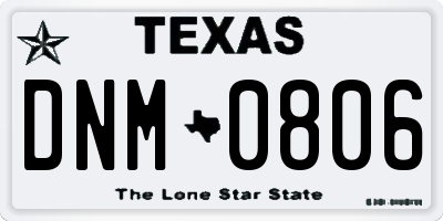 TX license plate DNM0806