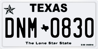 TX license plate DNM0830