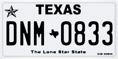 TX license plate DNM0833