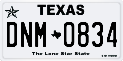 TX license plate DNM0834